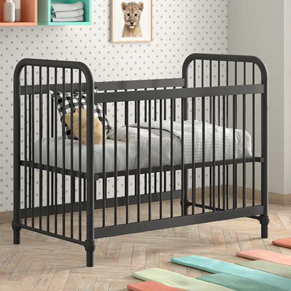 Lit Bébé Bronxx - 60x120cm - noir mat