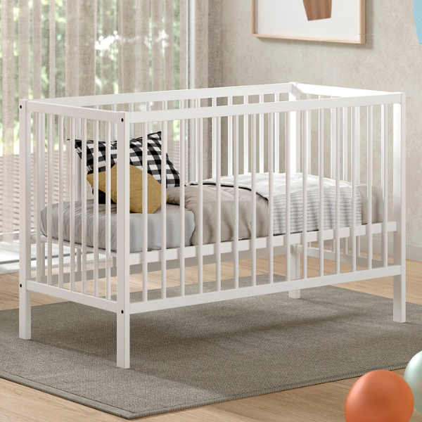 Lit bébé Dino | 60x120cm | réglable | bois de pin blanc