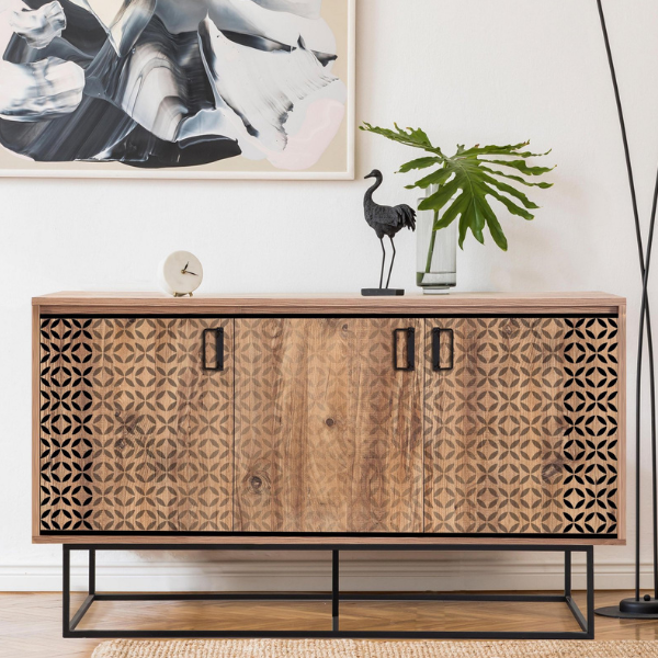 18mm Sapphire Multi Purpose Cabinet | 100% Melamine | Poignées, pieds | 140x80x40cm | Fixation murale | Atlantic Pine Black