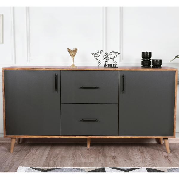 Cordoba Console | 100 % MÉLAMINE | Noyer, Anthracite