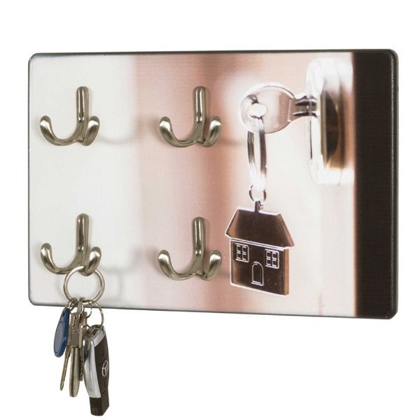 Panneau mural avec 4 crochets | 30 x 5 x 21 cm | Design métallique