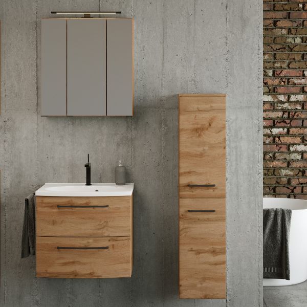 Ensemble de salle de bains Manchester | Armoire de toilette, armoire de toilette, armoire colonne | Wotan Oak design