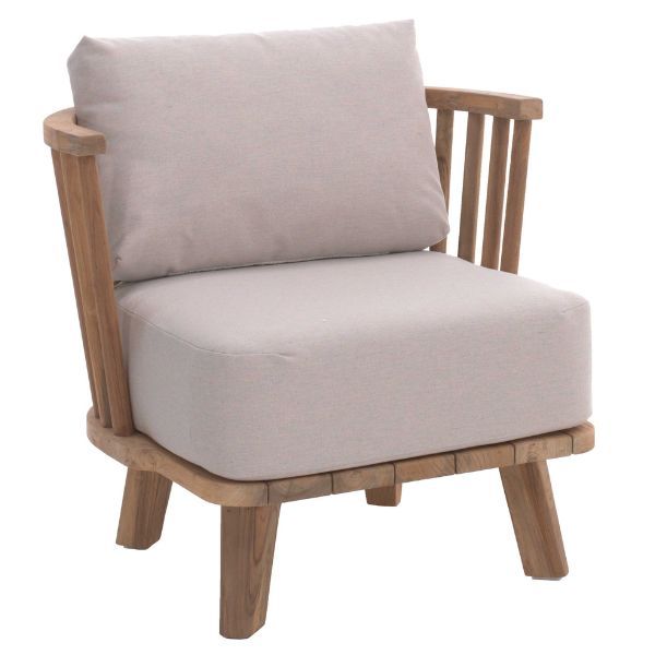 Fauteuil d'extérieur Fez | Jeu de coussins inclus | Bois de teck / Design Heritage Papyrus