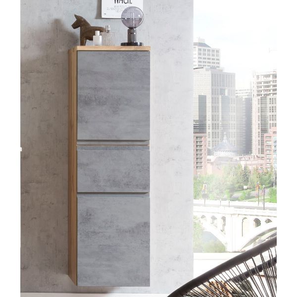 Armoire colonne de taille moyenne Varese | 40 x 35 x 130 cm | Design couleur béton