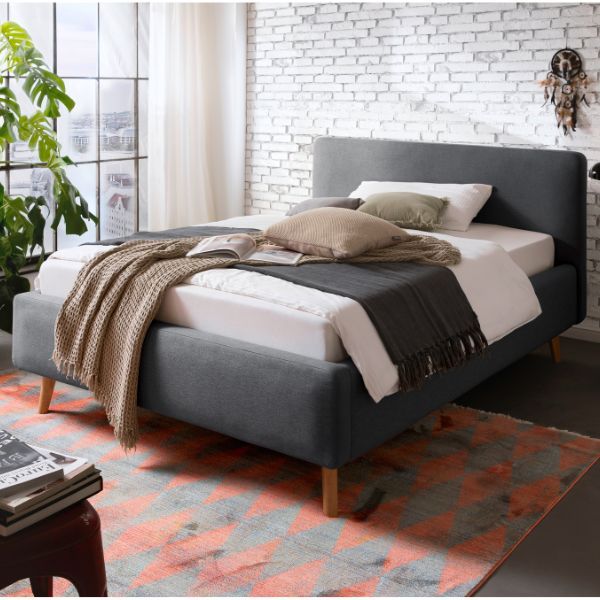 Lit Tony 140x200cm avec espace de rangement - anthracite