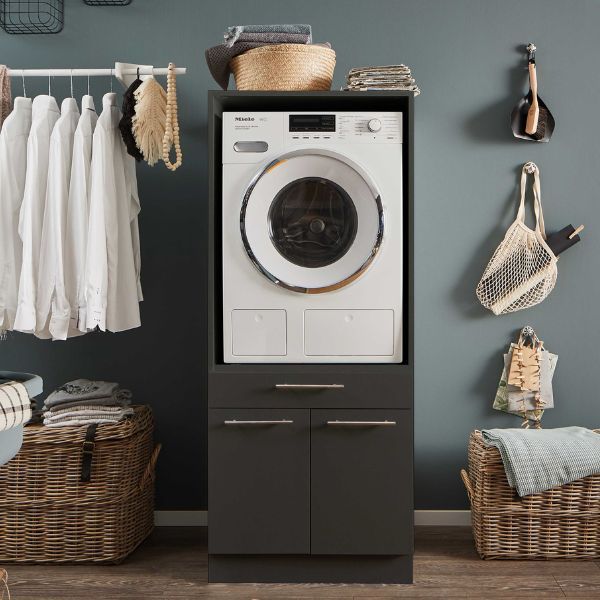 Armoire à linge Laundreezy | 68 x 68 x 162 cm | Anthracite