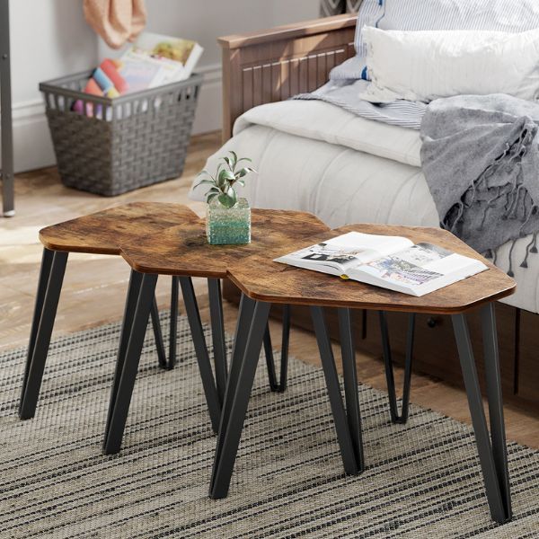 Ensemble de tables basses Pasadena | Petite, moyenne et grande table | Brun rouille
