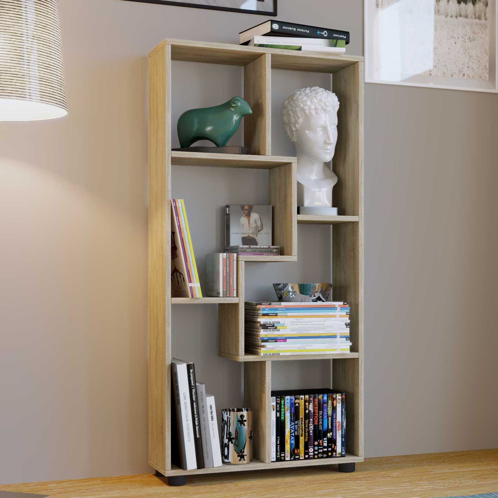 Bibliothèque Azira 116 cm 6 niches-chêne Sonoma