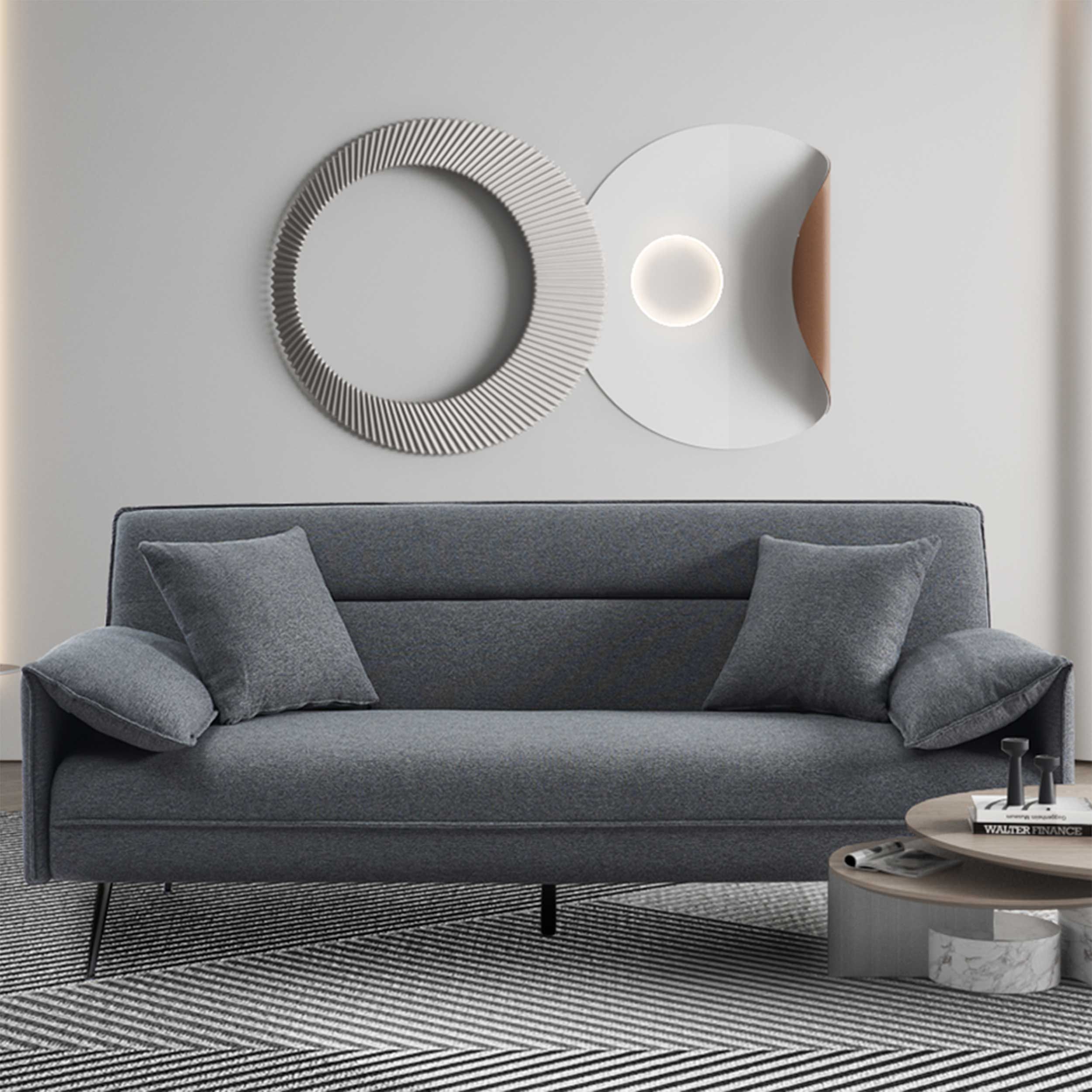 Canapé-lit Sivas gris | Cadre en eucalyptus | H-H 95 x L-L 199 x P-P 89 cm