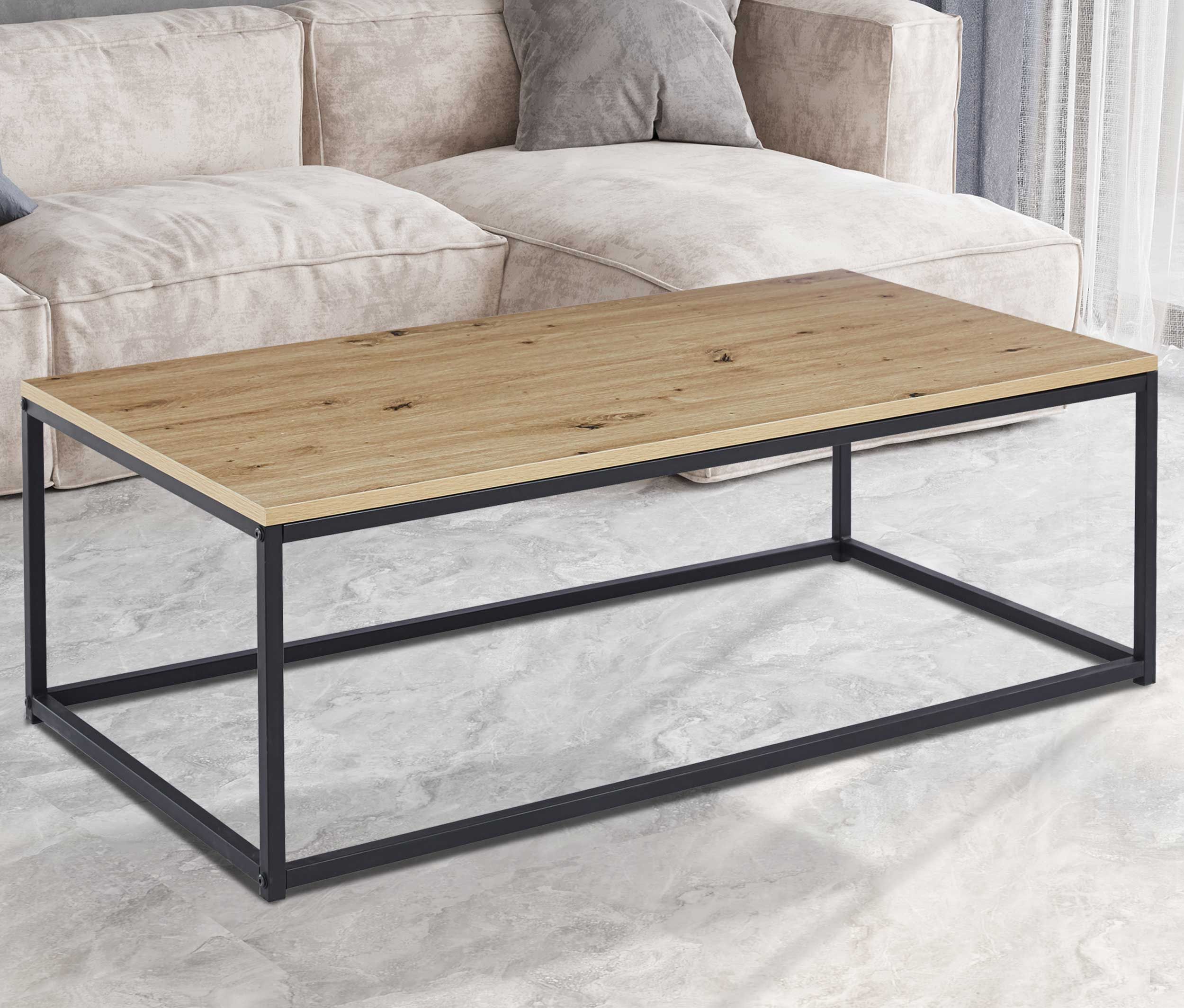 Table basse en décor chêne ancien - Dallas | H-H 40 x L-L 120 x P-P 60 cm