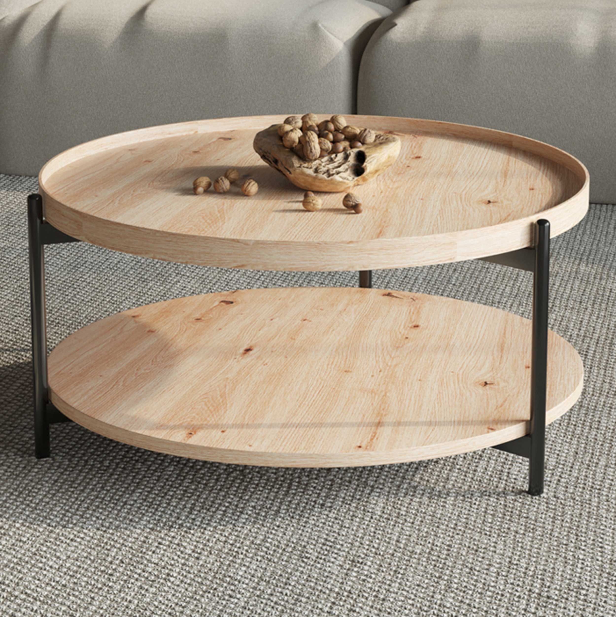 Table basse Davina | Ø80 x 40 cm | Old Oak design