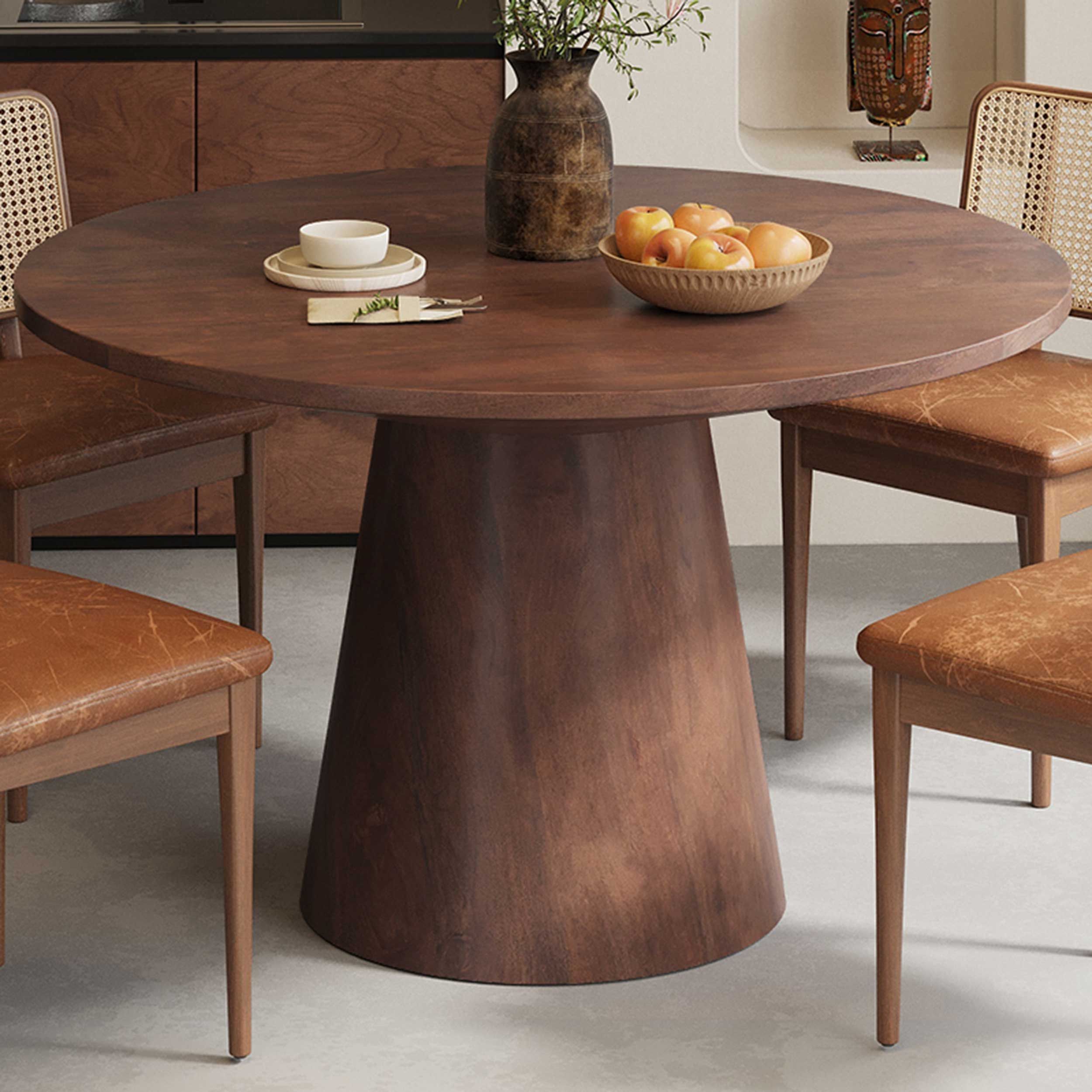 Table de salle à manger ronde Tommy 130 cm - bois de magnolia