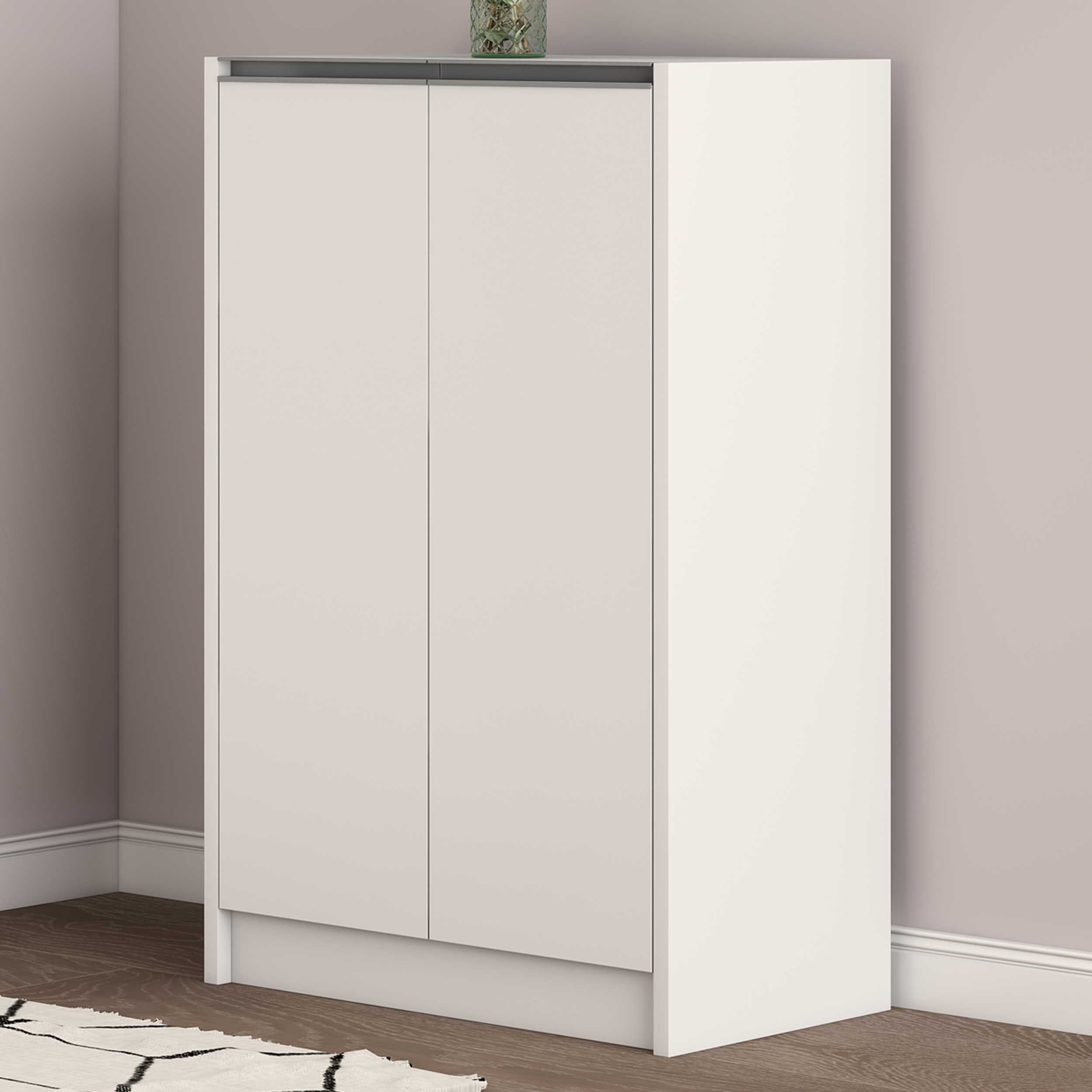 Lilly armoire à chaussures : Blanc 2 portes H-H 90xL-L 60xP 35cm