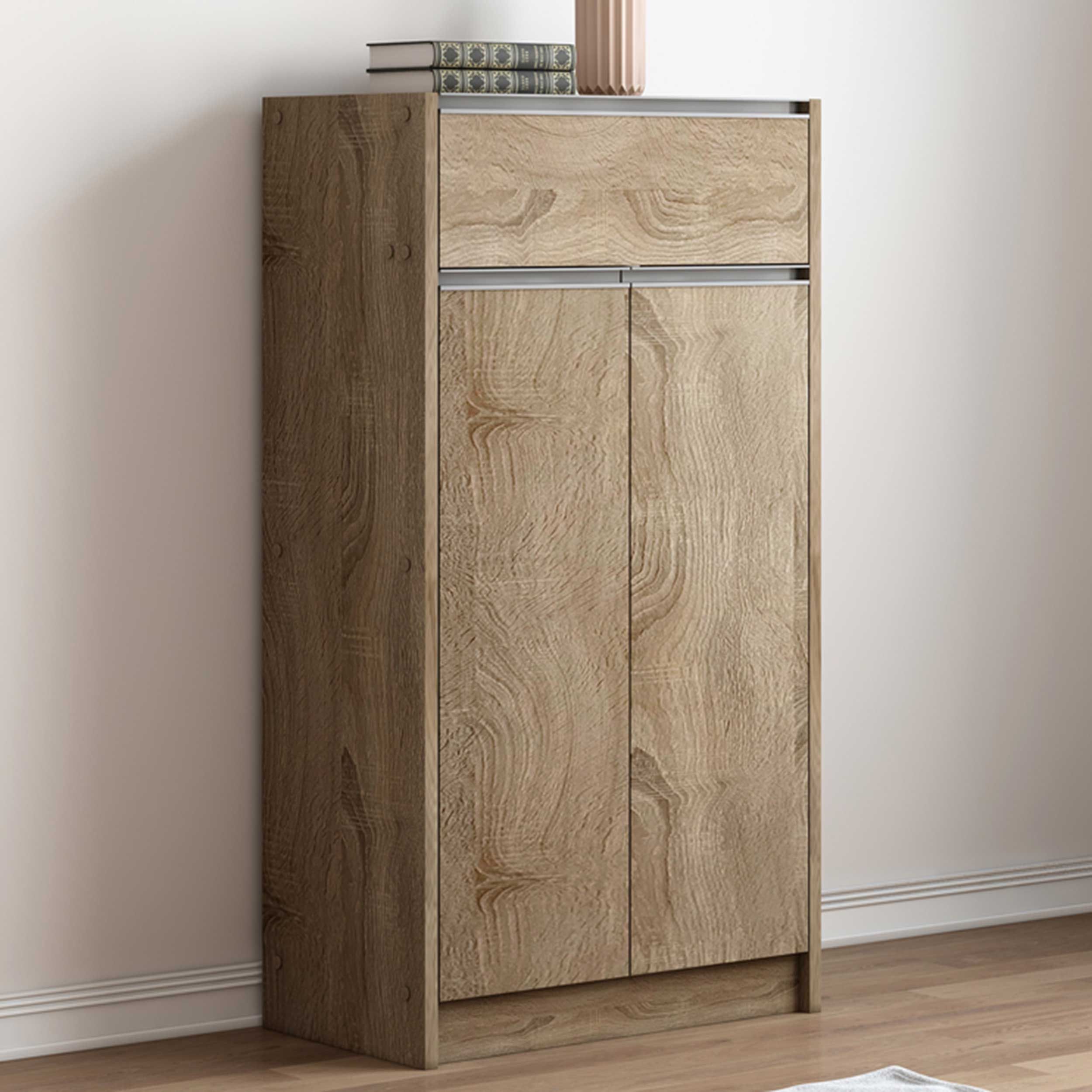Meuble à chaussures Lilly - 2 portes, 1 tiroir - Finition Sonoma