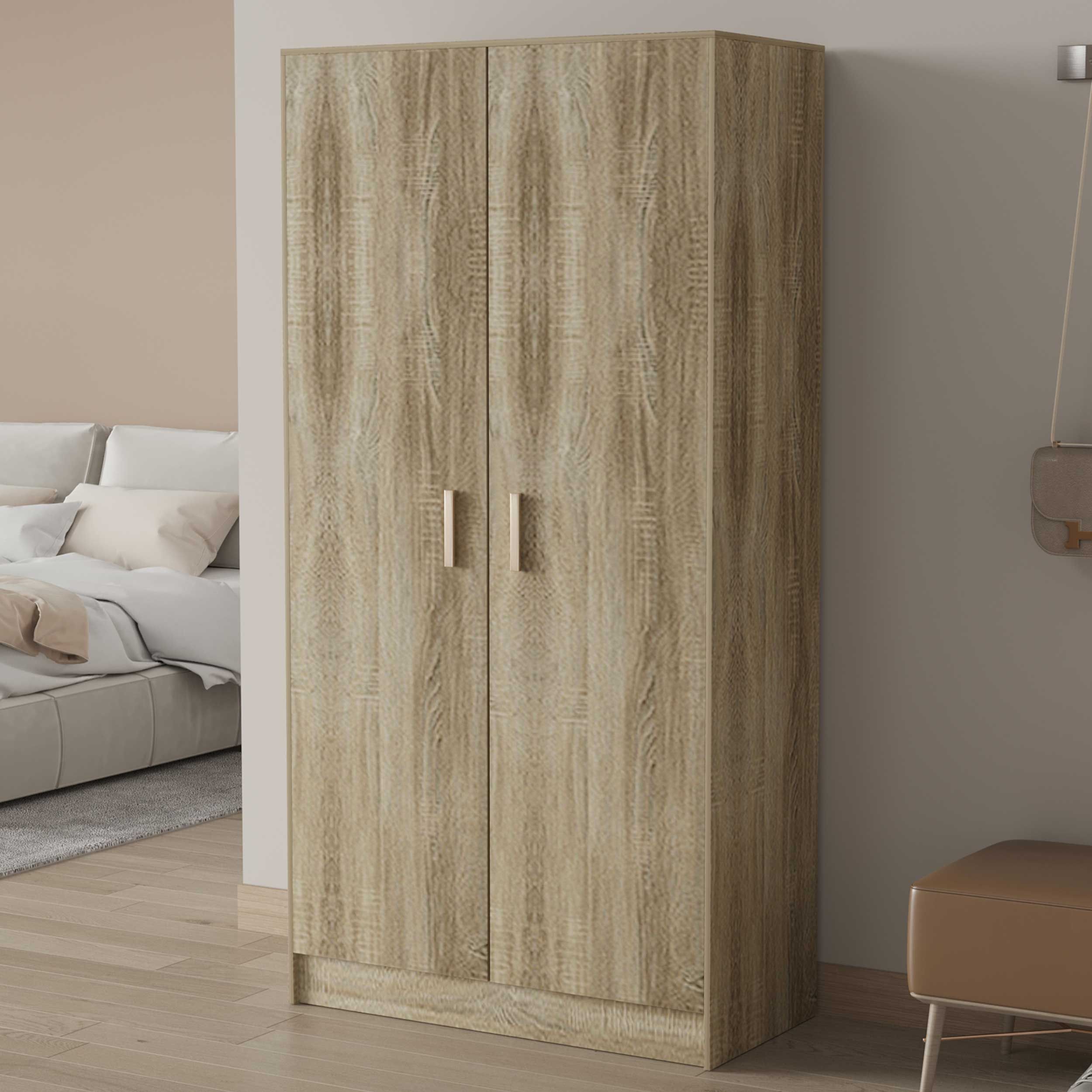 Armoire de rangement Stacy 72 cm 2 portes tournantes et 4 étagères-chêne sonoma