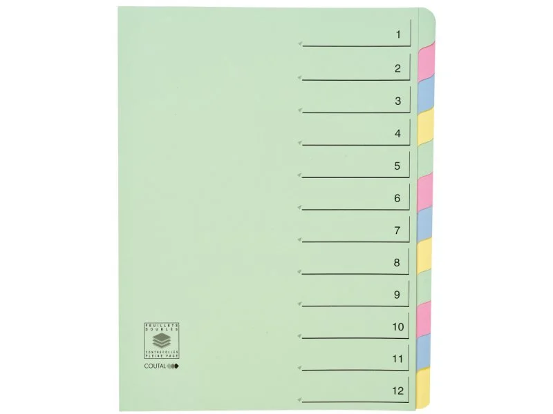 Trieur coutal carte eco 12 compartiments dos extensible coloris assortis
