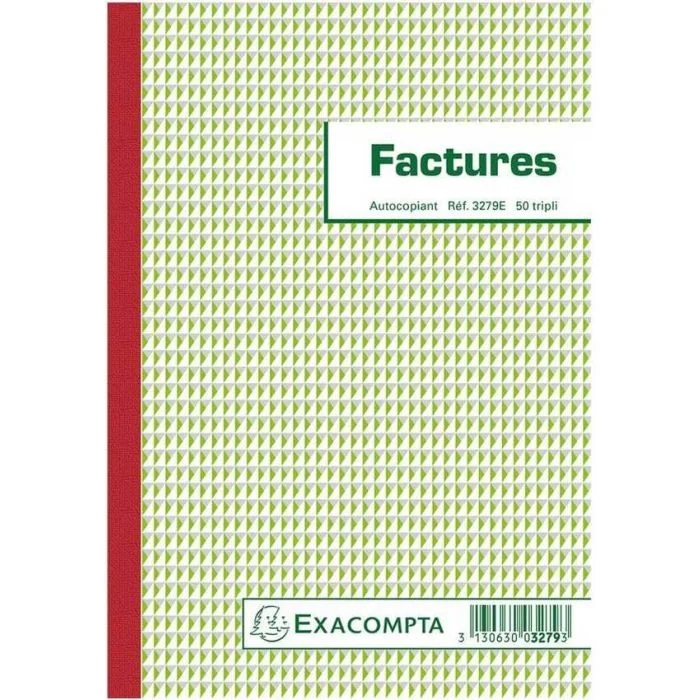 FACTURE avec TVA - Carnet 210 x 148 mm - Autocopiant Tripli EXACOMPTA