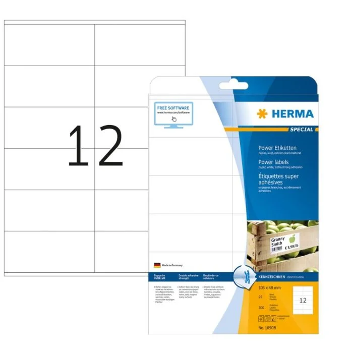 Étiquettes super adhésives - 105 x 48 mm HERMA Lot de 300