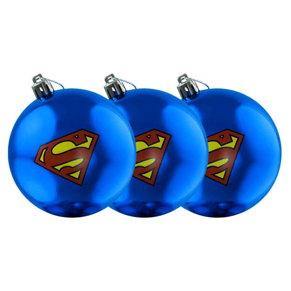 Superman Logo Christmas Bauble Ornement 3 Pk