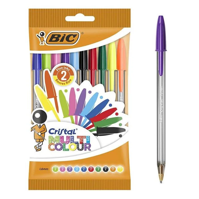 Stylo à bille Cristal multicolor - Assortiment BIC Lot de 10
