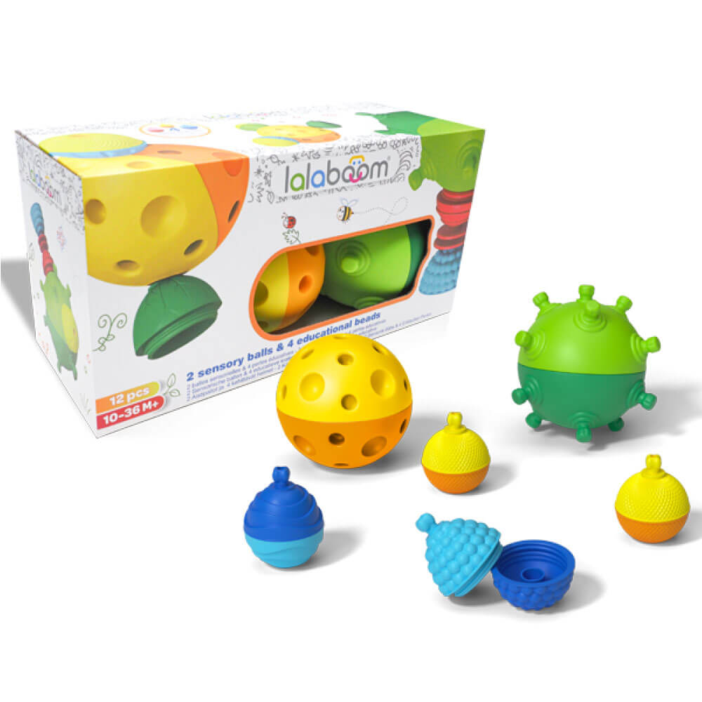 Lalaboom 2 boules sensorielles avec des perles (8 pc)