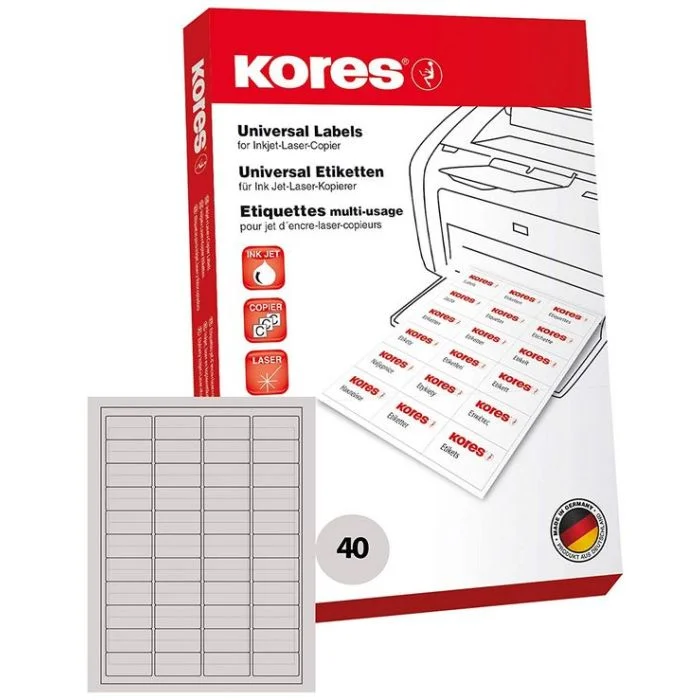 Étiquettes adhésives - 48,5 x 25,4 mm KORES L4825 Lot de 4000