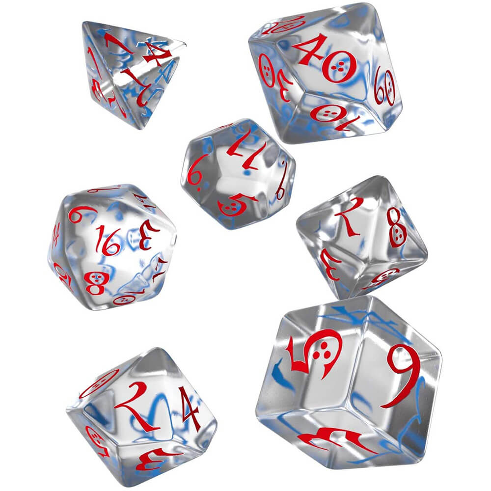 Q Atelier Classic RPG Transparent Red Elven Dice Set de 7