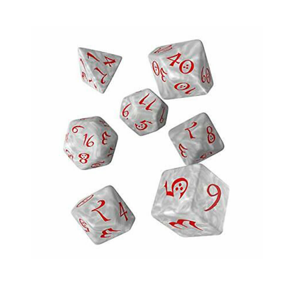 Q Atelier Classic RPG Dice Pearl & Red Set de 7