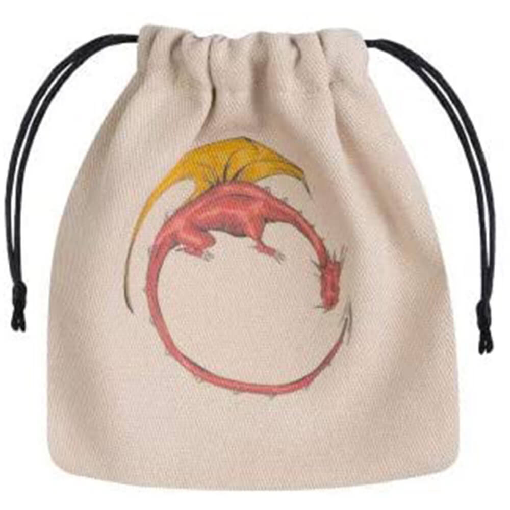 Q atelier dragon beige et sac de dés multicolore