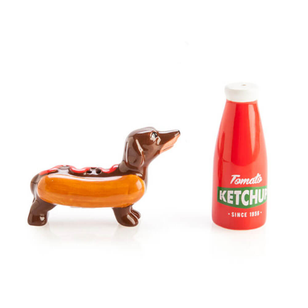Sausage pour chien et ketchup sel et poivre