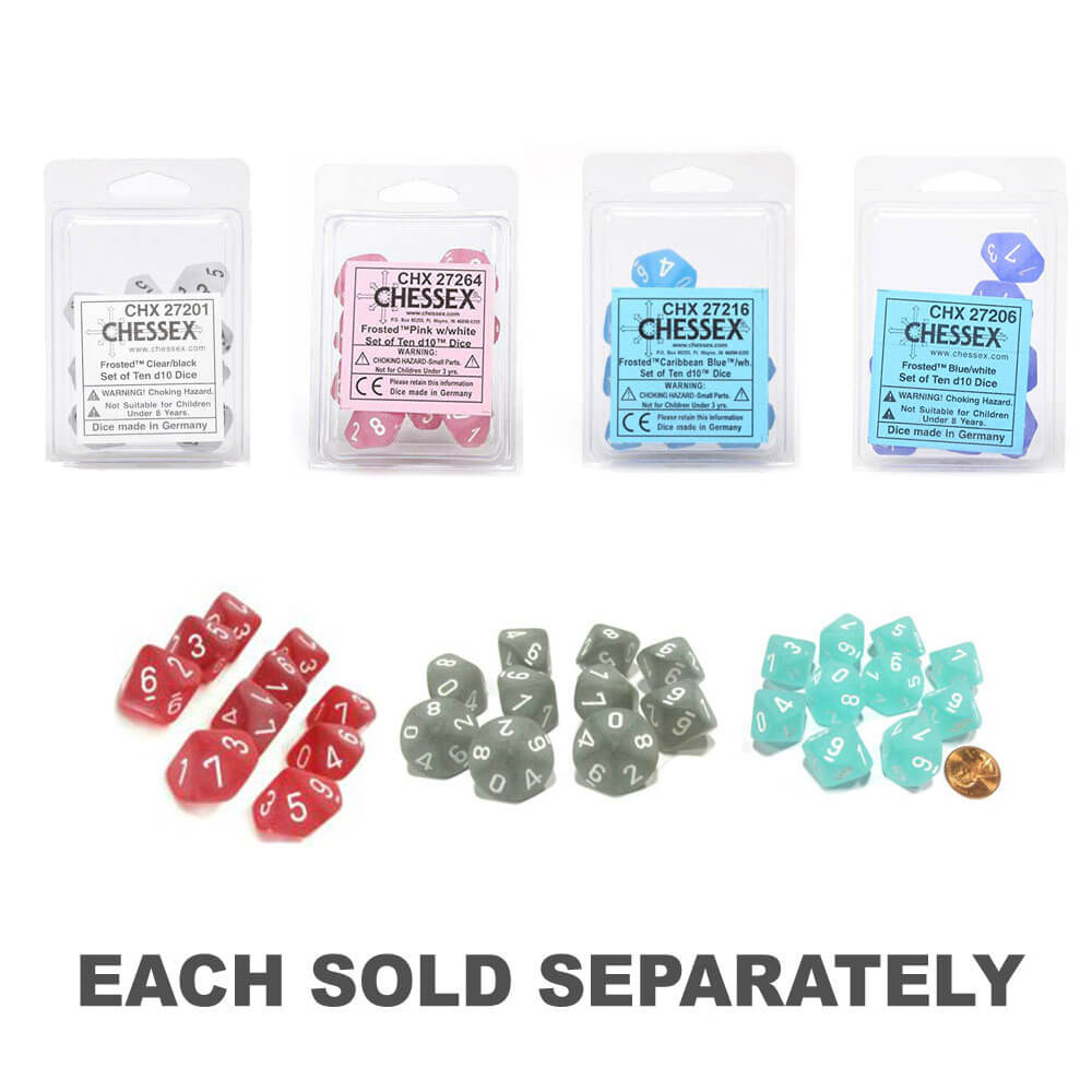 Ensemble de 10 die givré de chessex d10 polyédrique à 10 die