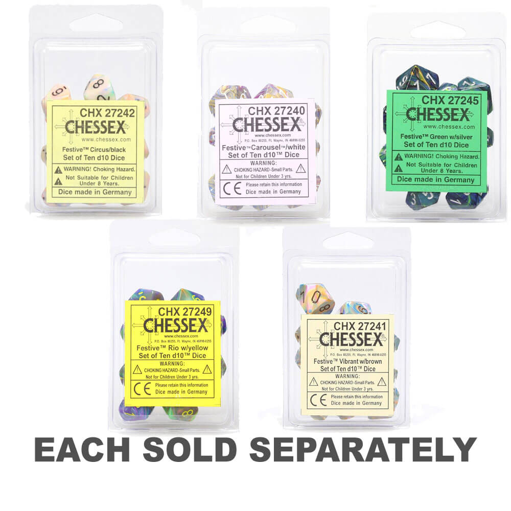 Chessex D10 Set festive polyédrique 10 die