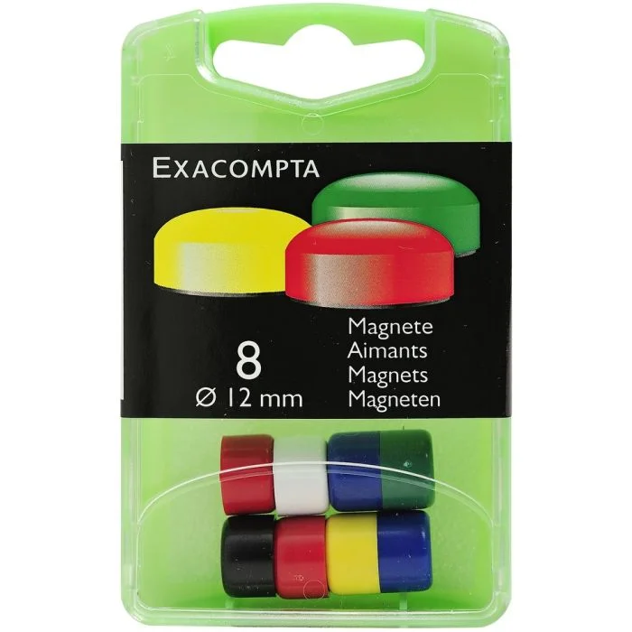 Aimants ronds - 12 mm - Assortiment EXACOMPTA Lot de 8