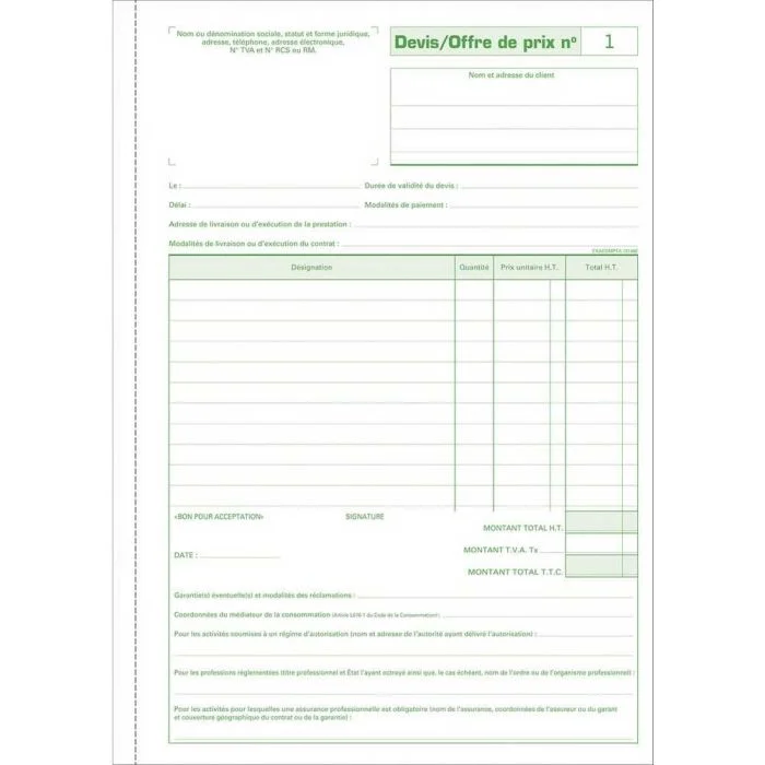 DEVIS / OFFRE DE PRIX - Carnet autocopiant Tripli - 297 x 210 mm EXACOMPTA