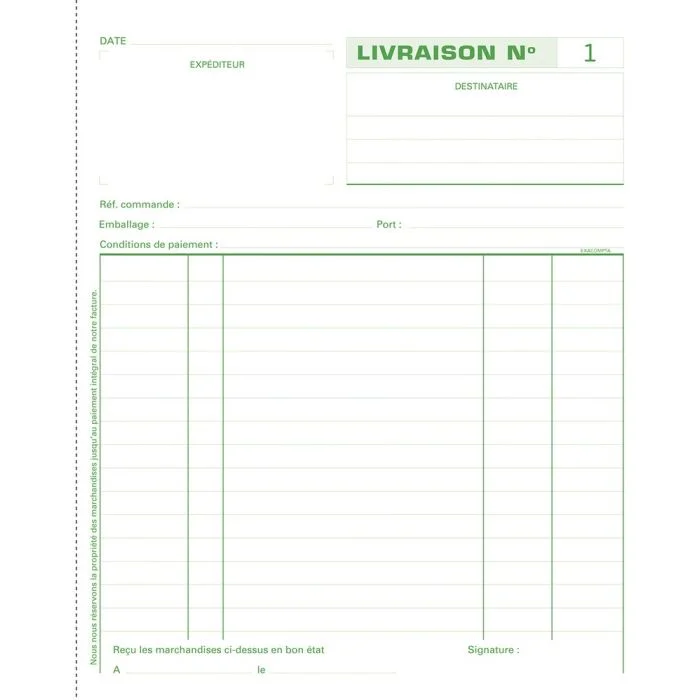 Bon de LIVRAISON Carnet autocopiant Dupli - 21 x 18 cm EXACOMPTA