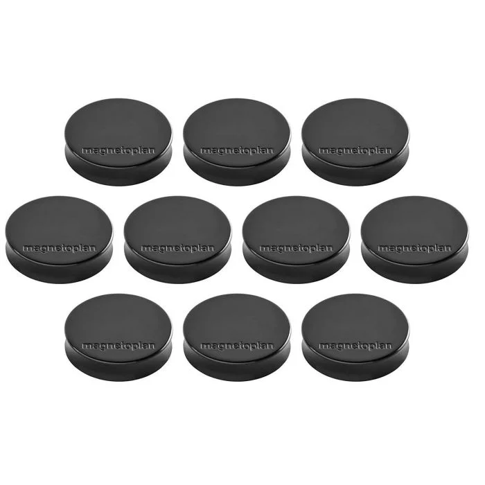 Lot de 10 Aimants ronds Ergo - 30 mm - Noir MAGNETOPLAN