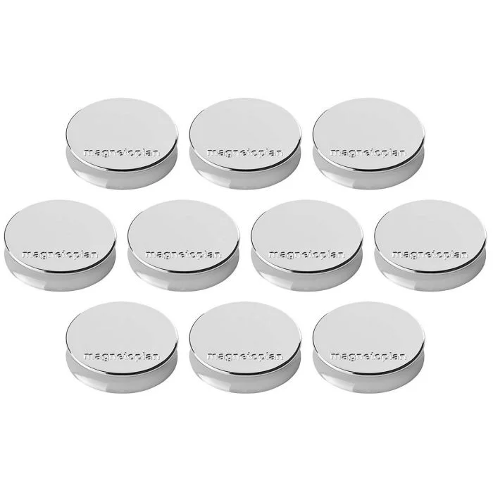 Lot de 10 Aimants ronds Ergo - 30 mm - Argent MAGNETOPLAN