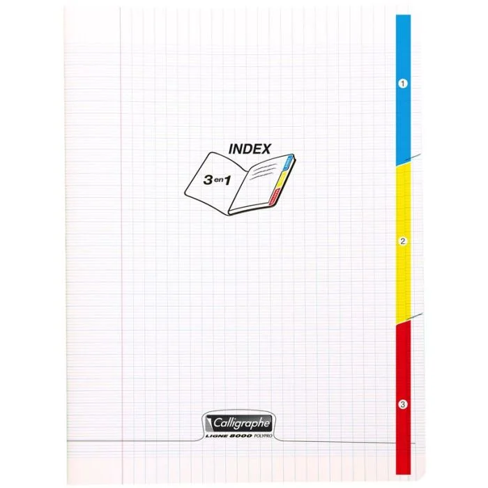 Cahier Séyès 96 pages à 3 index - 170 x 220 mm CALLIGRAPHE Polypro