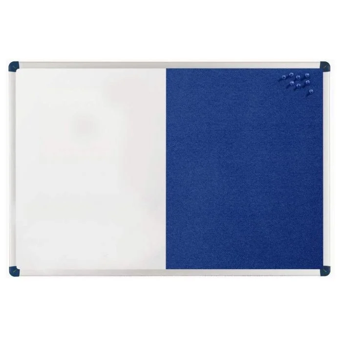 Tableau duo blanc magnétique et feutrine bleue - 900 x 600 mm NOBO