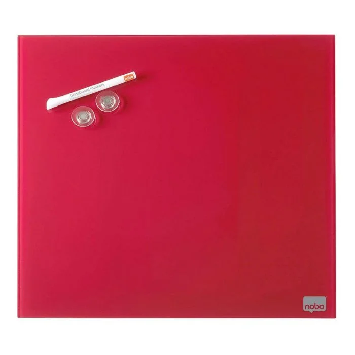 Tableau magnétique en verre Diamond - 450 x 450 mm - Rouge NOBO