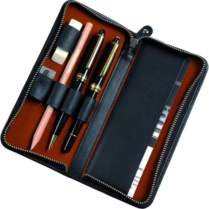 ALASSIO Etui en Cuir pour instruments d'écriture - Noir
