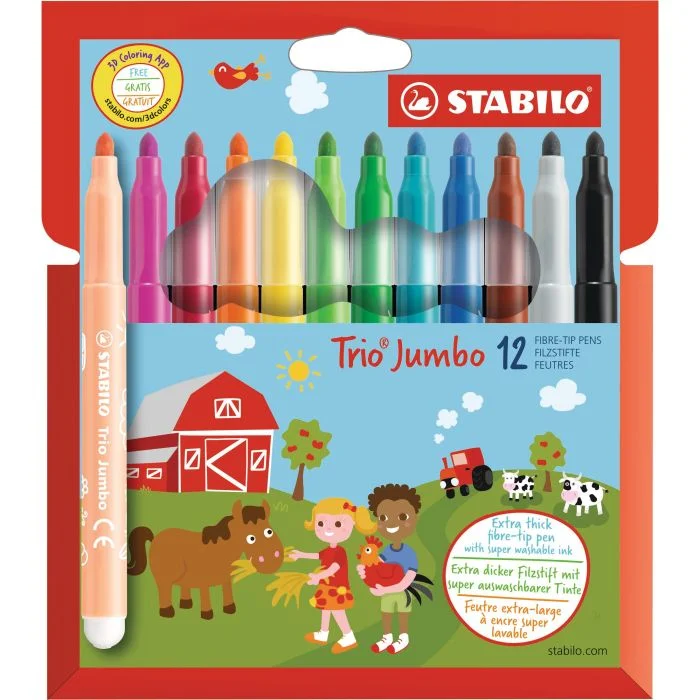 Etui de 12 Feutres - Trio Jumbo - Assortiment STABILO
