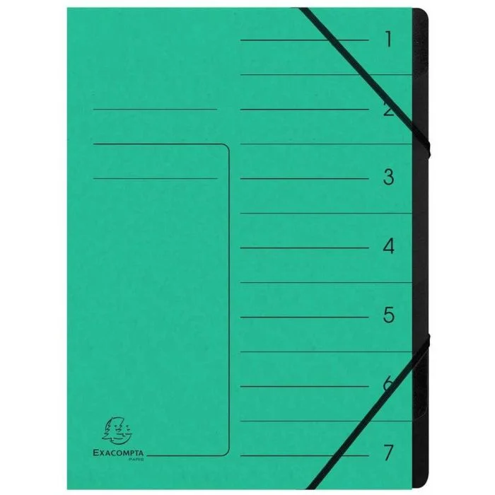 Trieur 7 compartiments à élastiques - Vert EXACOMPTA