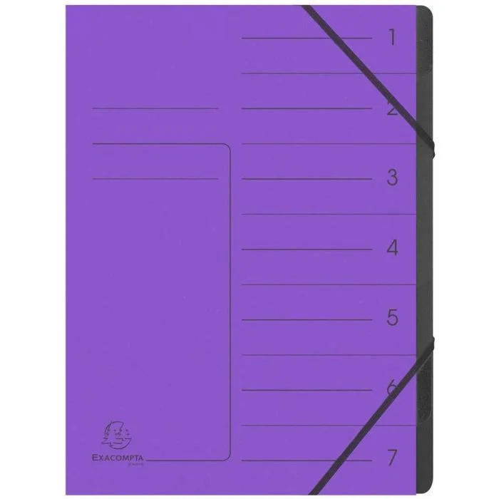 Trieur 7 compartiments à élastiques - Violet EXACOMPTA