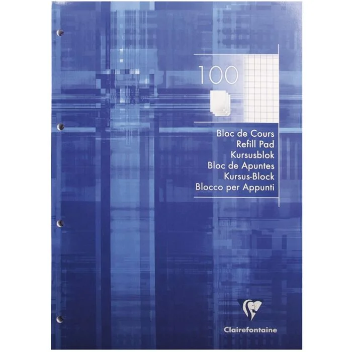 Bloc de Cours Quadrillé et perforé - A4 - 200 pages CLAIREFONTAINE