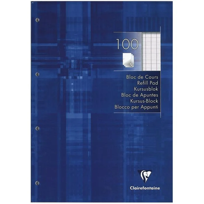 Bloc de Cours Grands carreaux et perforé - 210 x 297 mm - 200 pages CLAIREFONTAINE