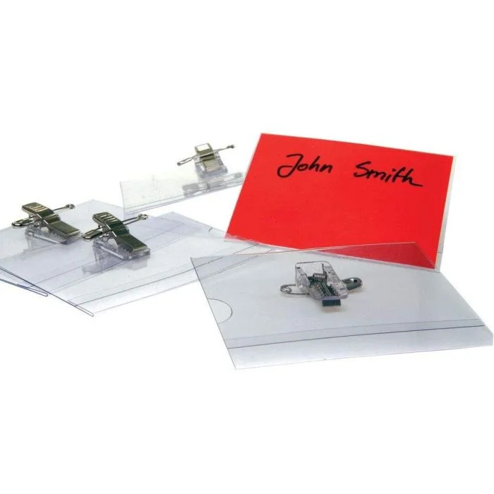 Badge avec épingle et pince crocodile - 90 x 54 mm PAVO Lot de 50