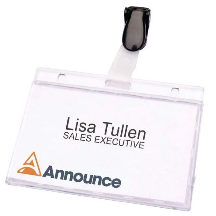 Badges en PVC dur avec clip - 90 x 60 mm PAVO Lot de 25