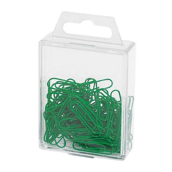 Boite de 100 trombones plastifiés - Vert - 27 mm WEDO