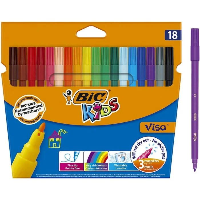 Lot de 18 feutres à dessin - Visa Kids - Assortiment BIC